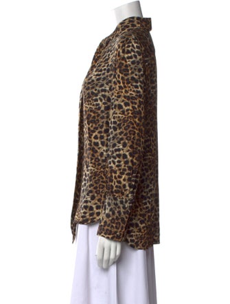 Charlotte Brody Silk Animal Print Button-Up Top