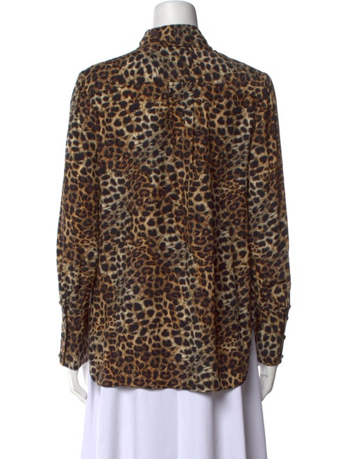 Charlotte Brody Silk Animal Print Button-Up Top