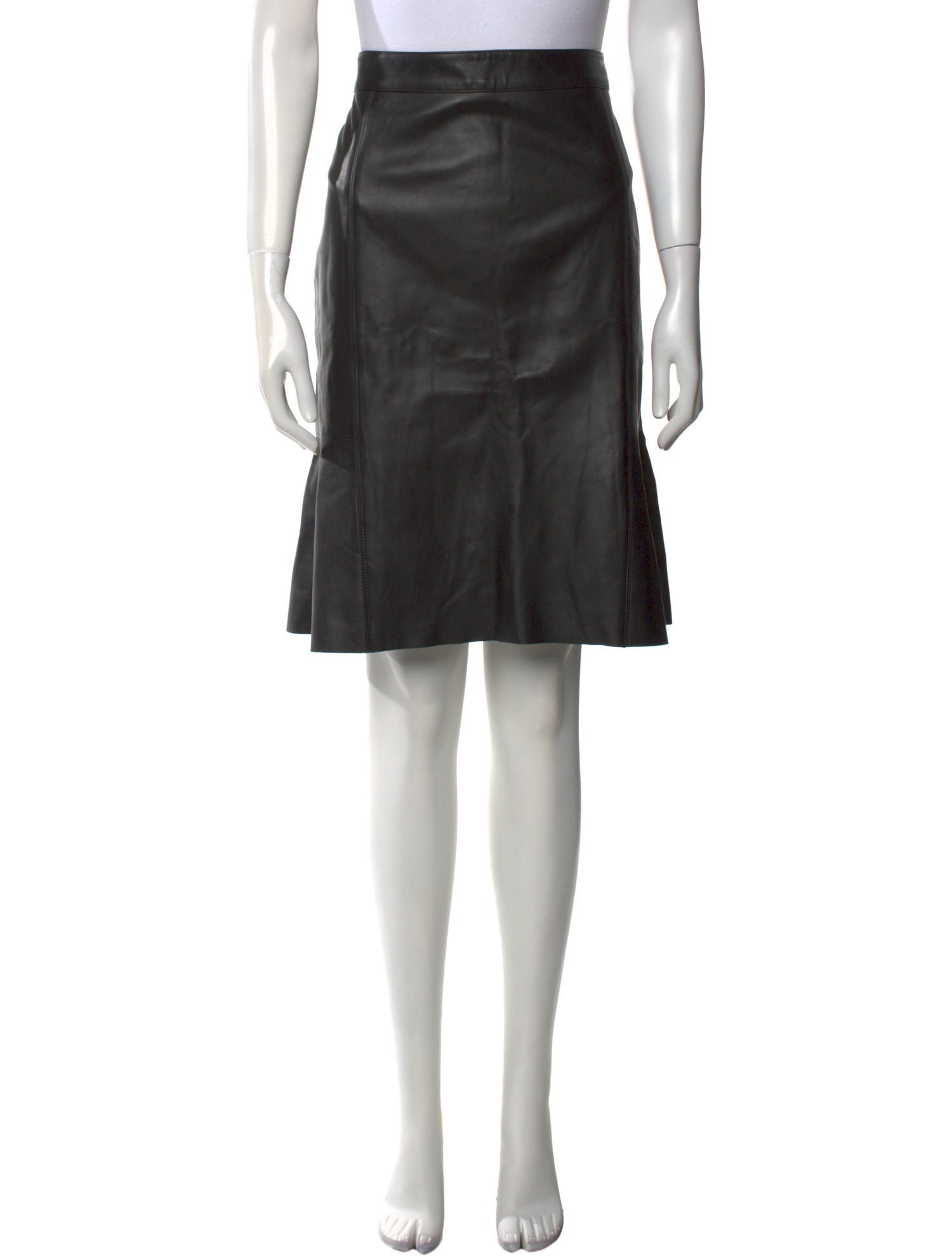 Charlotte Brody Leather Knee-Length Skirt