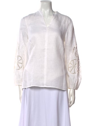 Charlotte Brody Linen V-Neck Blouse