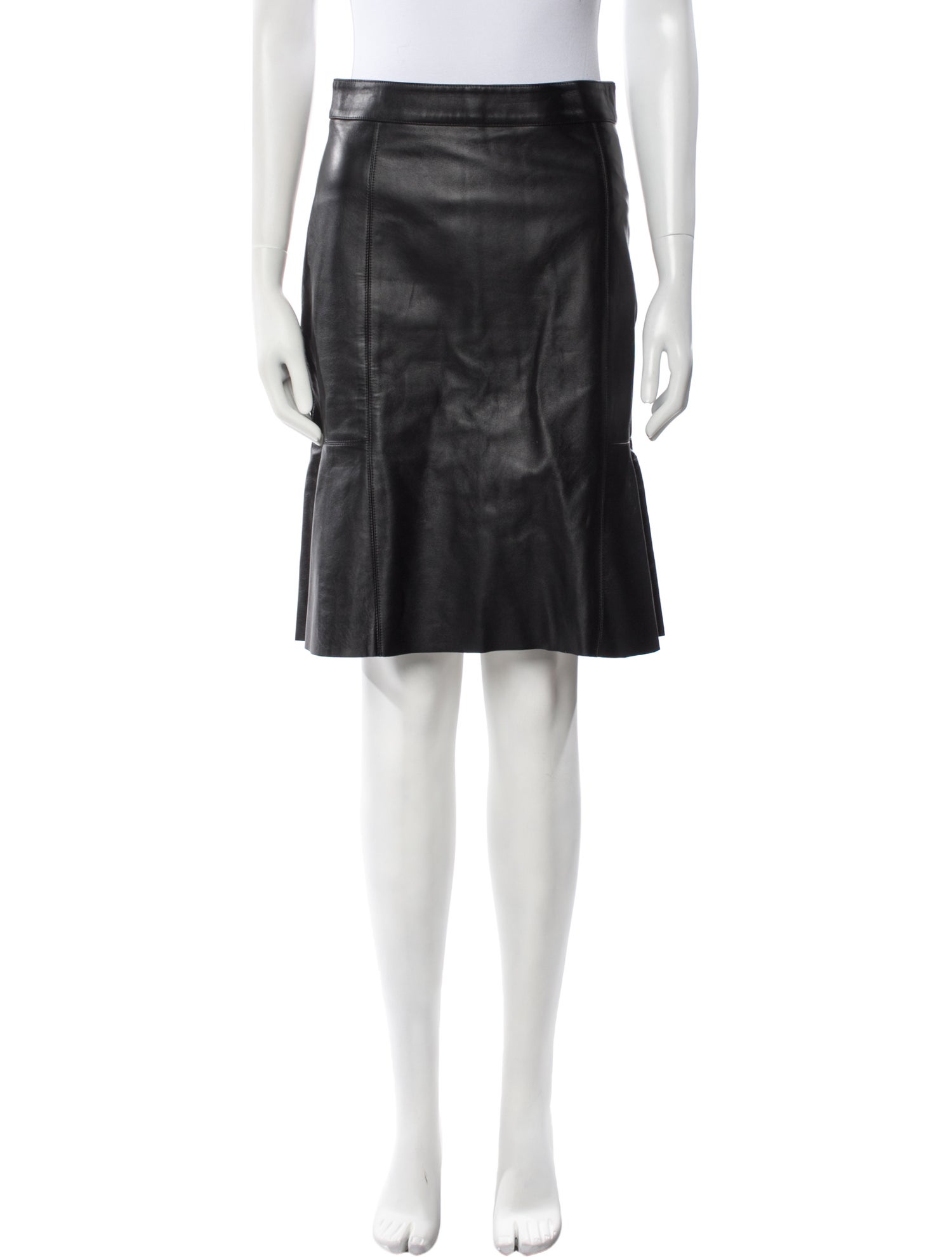Charlotte Brody Leather Knee-Length Skirt