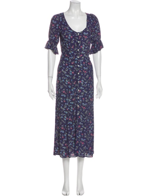 Christy Dawn Floral Print Long Dress Blue