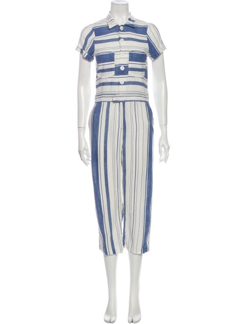 Christy Dawn Linen Striped Jumpsuit Blue