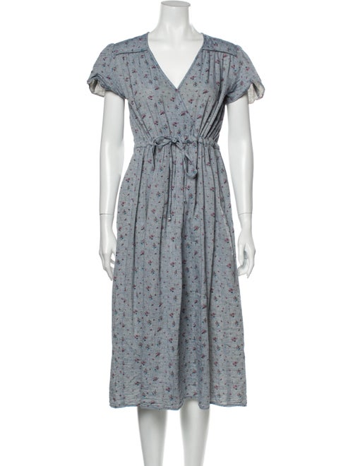 Christy Dawn Floral Print Midi Length Dress Blue