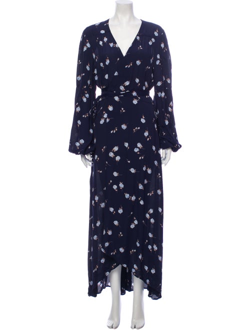 Christy Dawn Floral Print Long Dress Blue