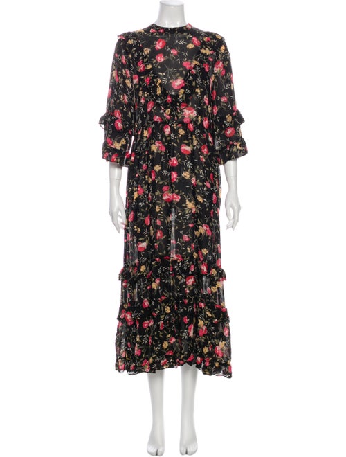 Christy Dawn Floral Print Long Dress Black