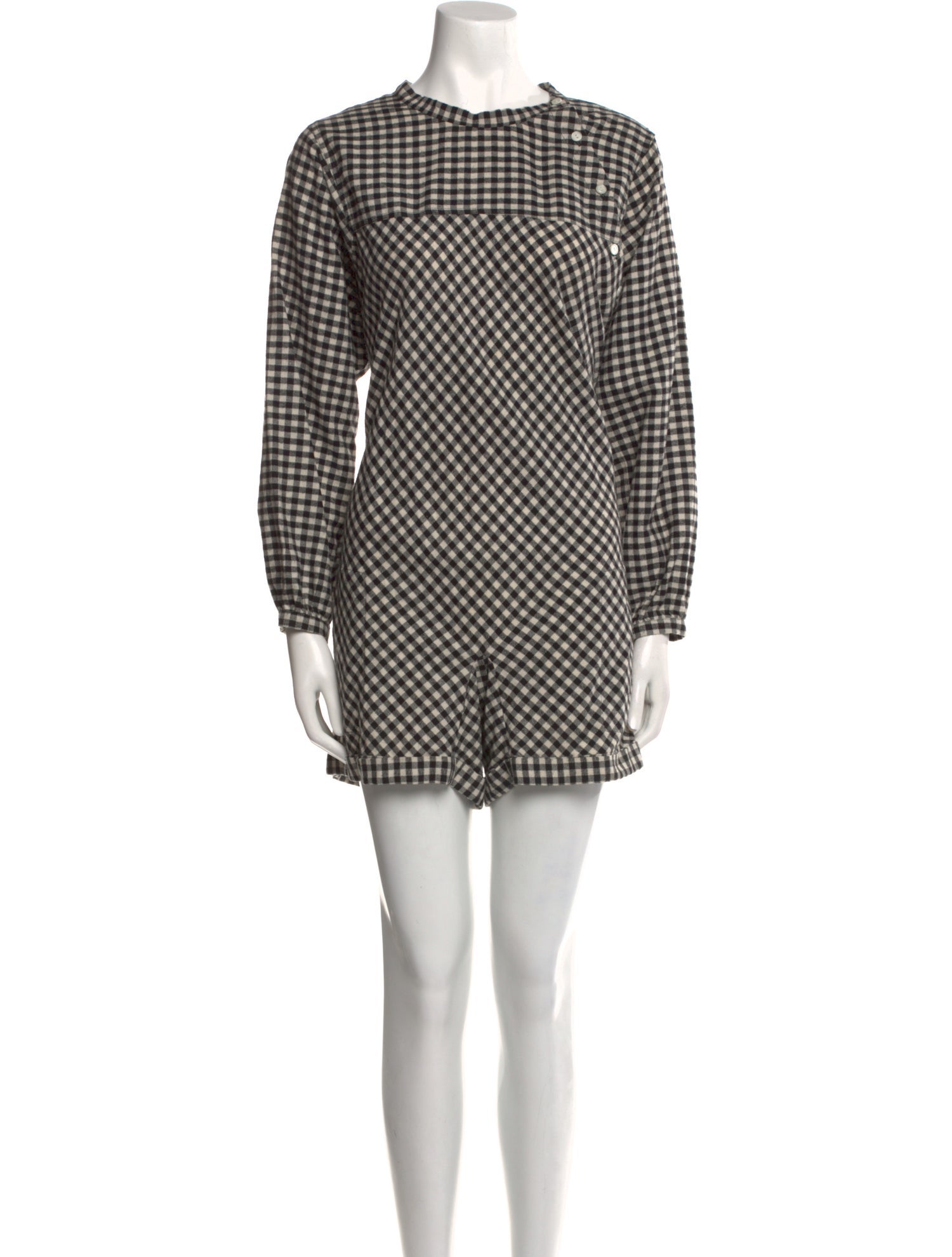 Christy Dawn Plaid Print Crew Neck Romper