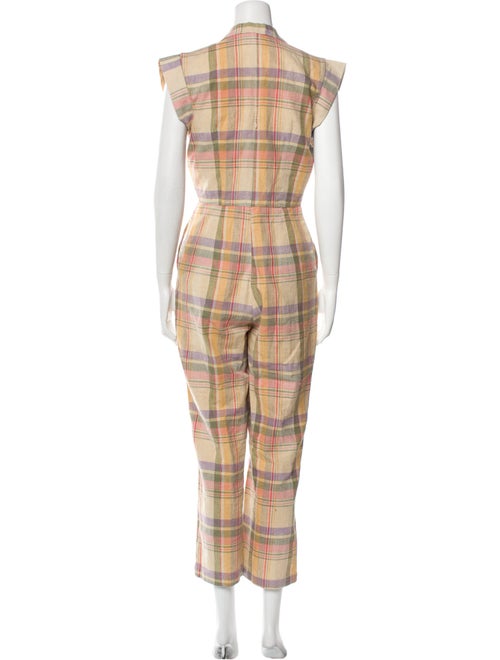 Christy Dawn Linen Plaid Print Jumpsuit