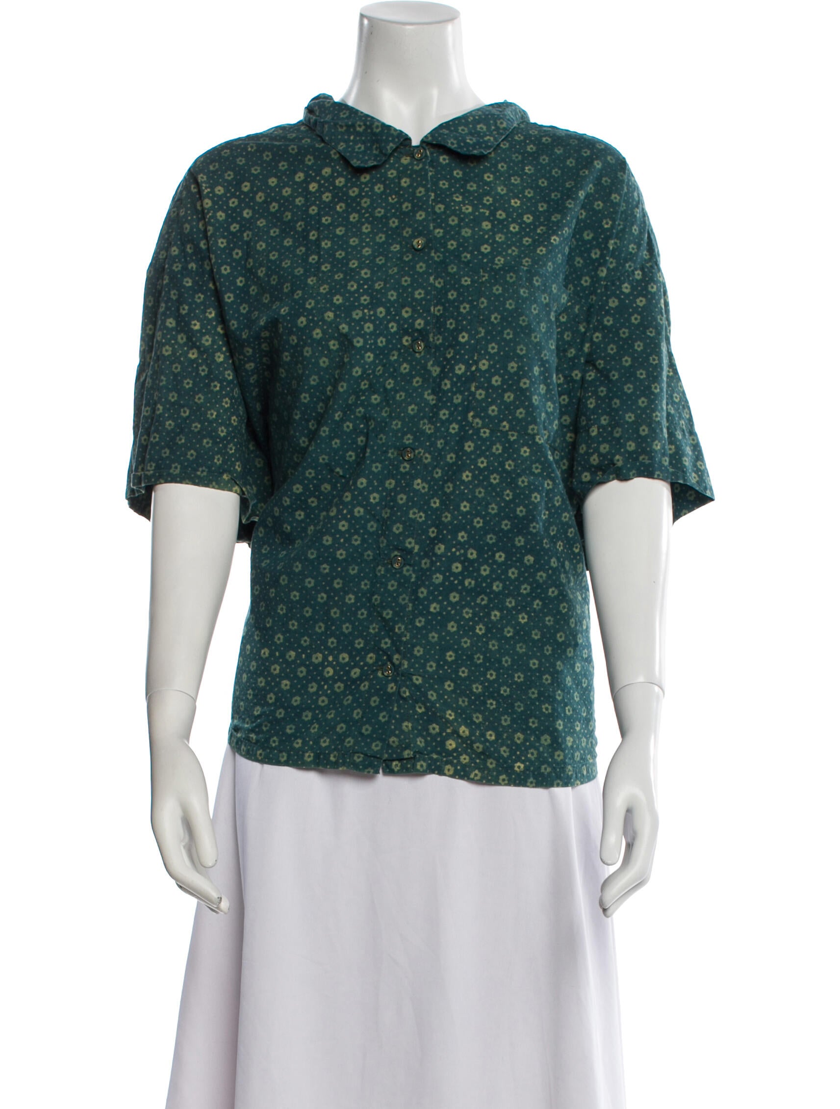 Christy Dawn Printed Short Sleeve Button-Up Top