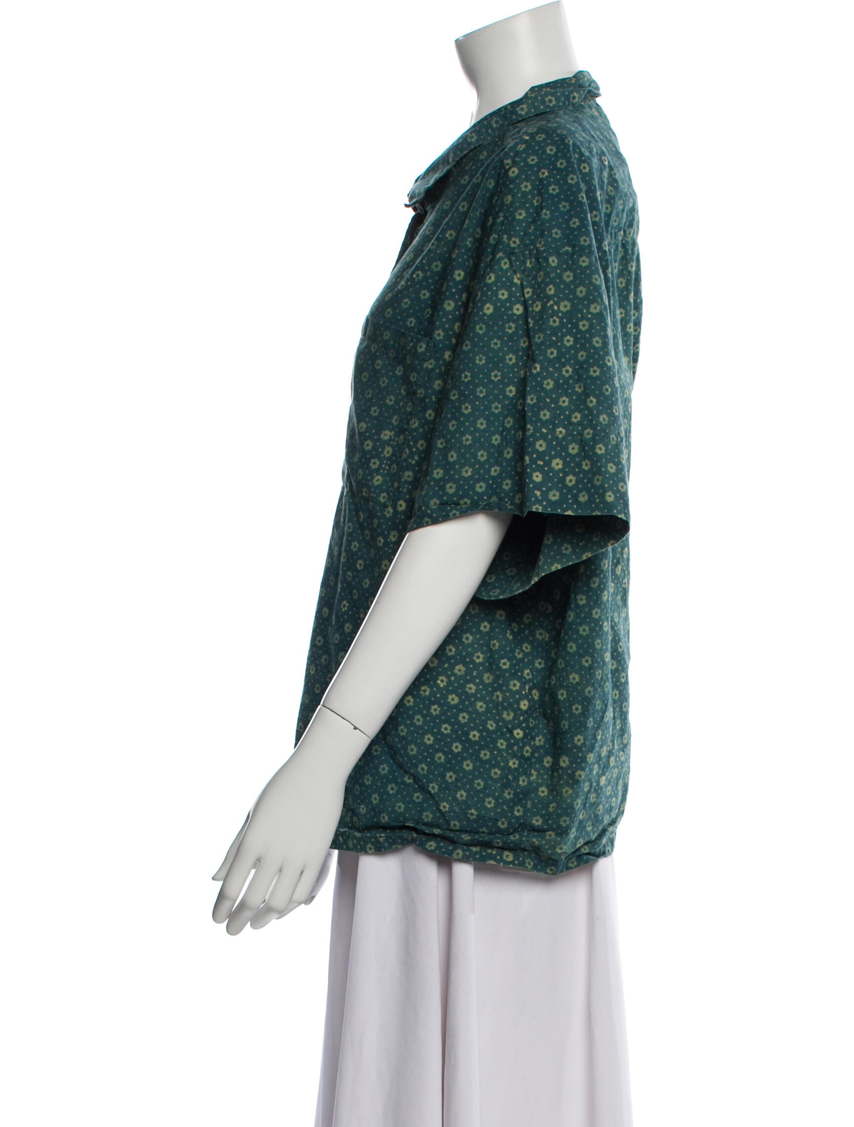 Christy Dawn Printed Short Sleeve Button-Up Top