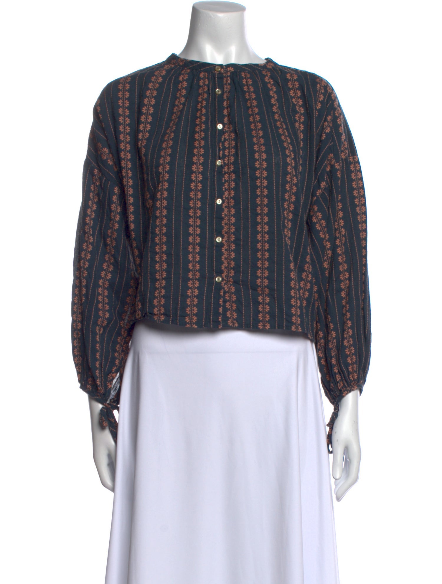 Christy Dawn Printed Bateau Neckline Crop Top