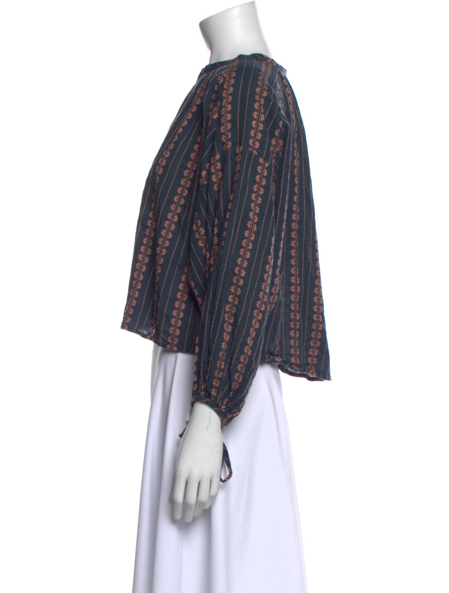 Christy Dawn Printed Bateau Neckline Crop Top