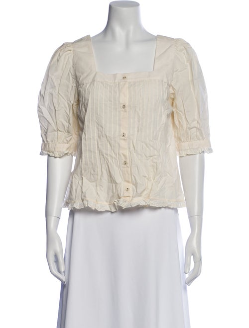 Christy Dawn Square Neckline Three-Quarter Sleeve Button-Up Top