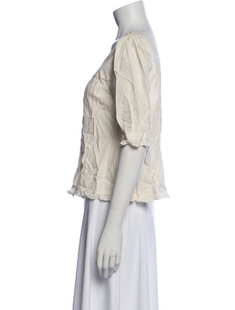 Christy Dawn Square Neckline Three-Quarter Sleeve Button-Up Top