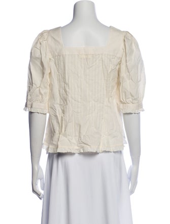 Christy Dawn Square Neckline Three-Quarter Sleeve Button-Up Top