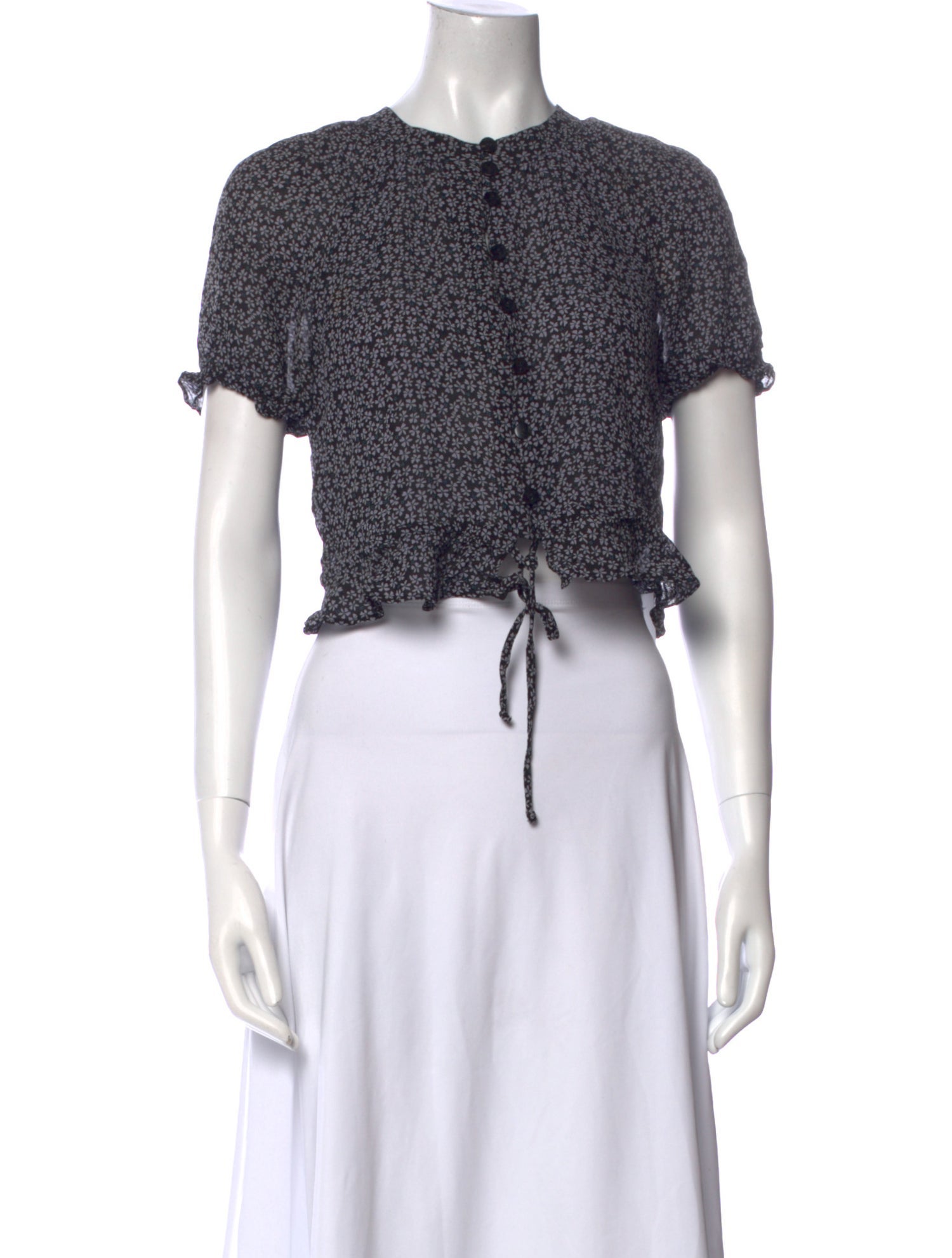 Christy Dawn Floral Print Crew Neck Crop Top