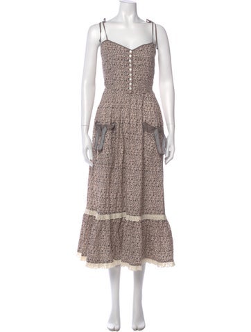 Pre-owned Christy Dawn Floral Print Knee-length Dress W/ Tags In Black