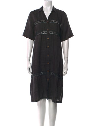 CHOCHENG Linen Midi Length Dress