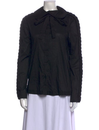 CHOCHENG Tie Neck Long Sleeve Button-Up Top