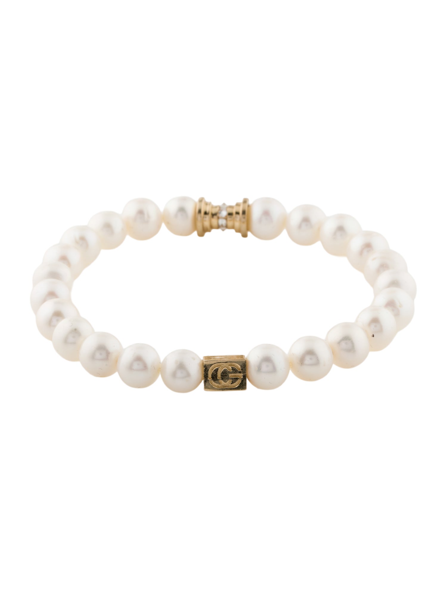 C. Grassi 14K Pearl & Reverse Set Diamonds Graduated Hourglass Bracelet