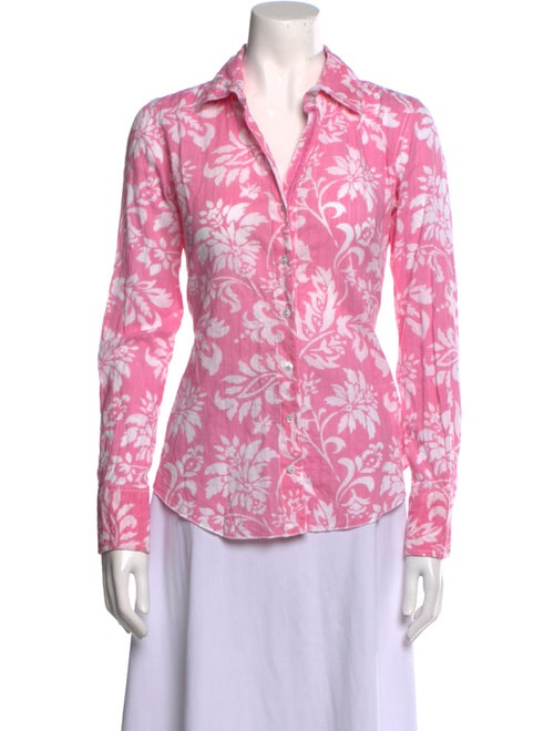 Cinoh Floral Print Long Sleeve Button-Up Top