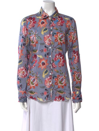 Cinoh Floral Print Long Sleeve Button-Up Top