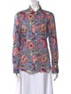 Cinoh Floral Print Long Sleeve Button-Up Top