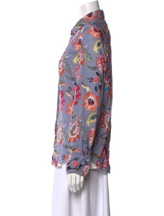 Cinoh Floral Print Long Sleeve Button-Up Top