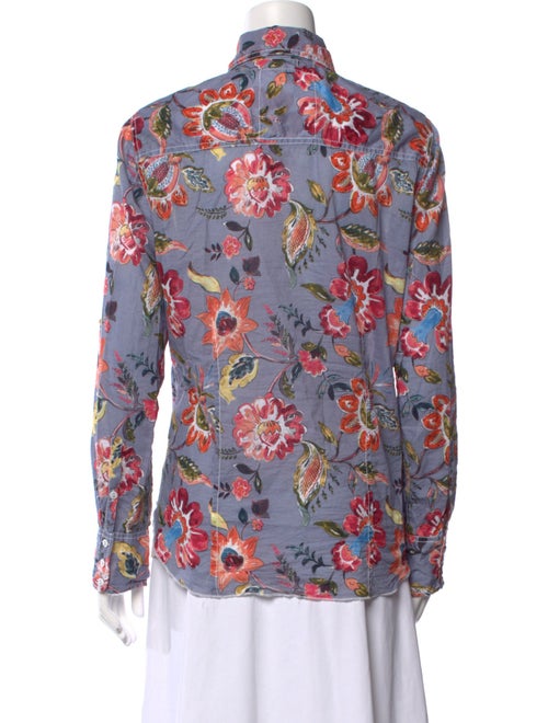 Cinoh Floral Print Long Sleeve Button-Up Top