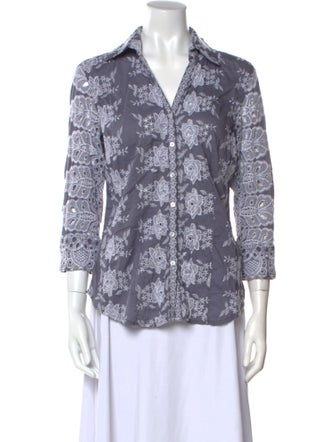 Cinoh Three-Quarter Sleeve Button-Up Top