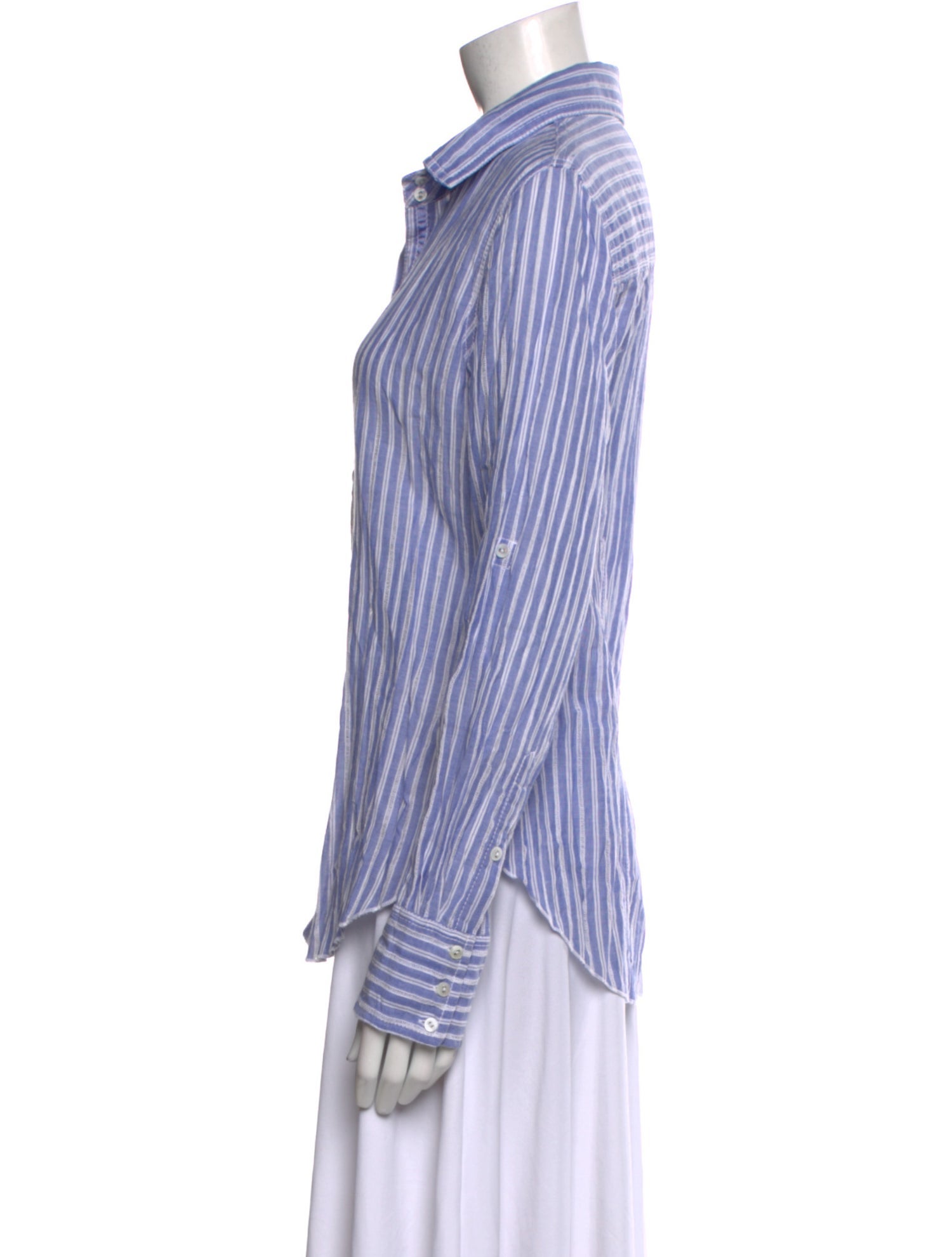 Cinoh Striped Long Sleeve Button-Up Top