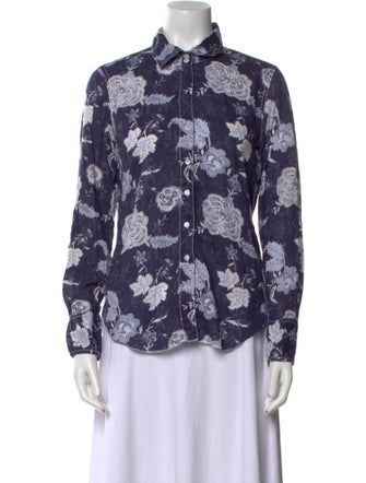Cinoh Floral Print Long Sleeve Button-Up Top