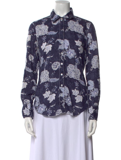 Cinoh Floral Print Long Sleeve Button-Up Top