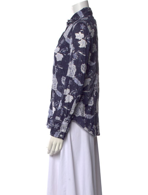 Cinoh Floral Print Long Sleeve Button-Up Top