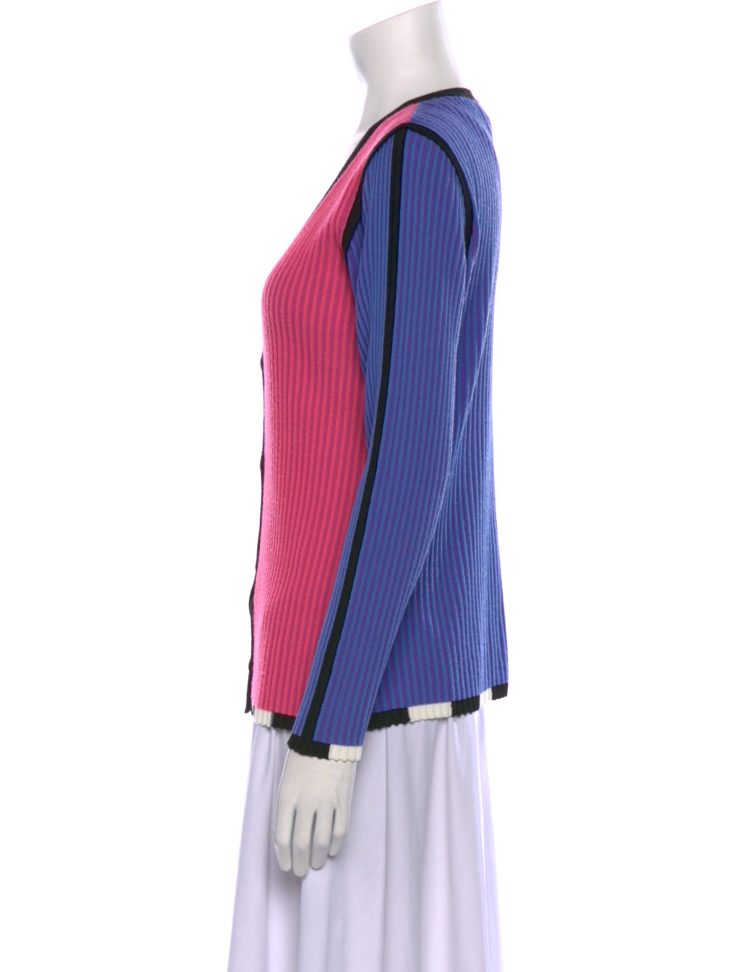 Christopher John Rogers Colorblock Pattern V-Neck Sweater