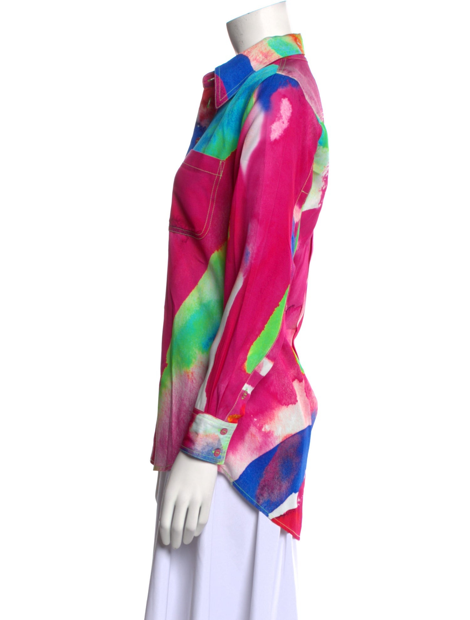 Christopher John Rogers Tie-Dye Print Long Sleeve Button-Up Top w/ Tags