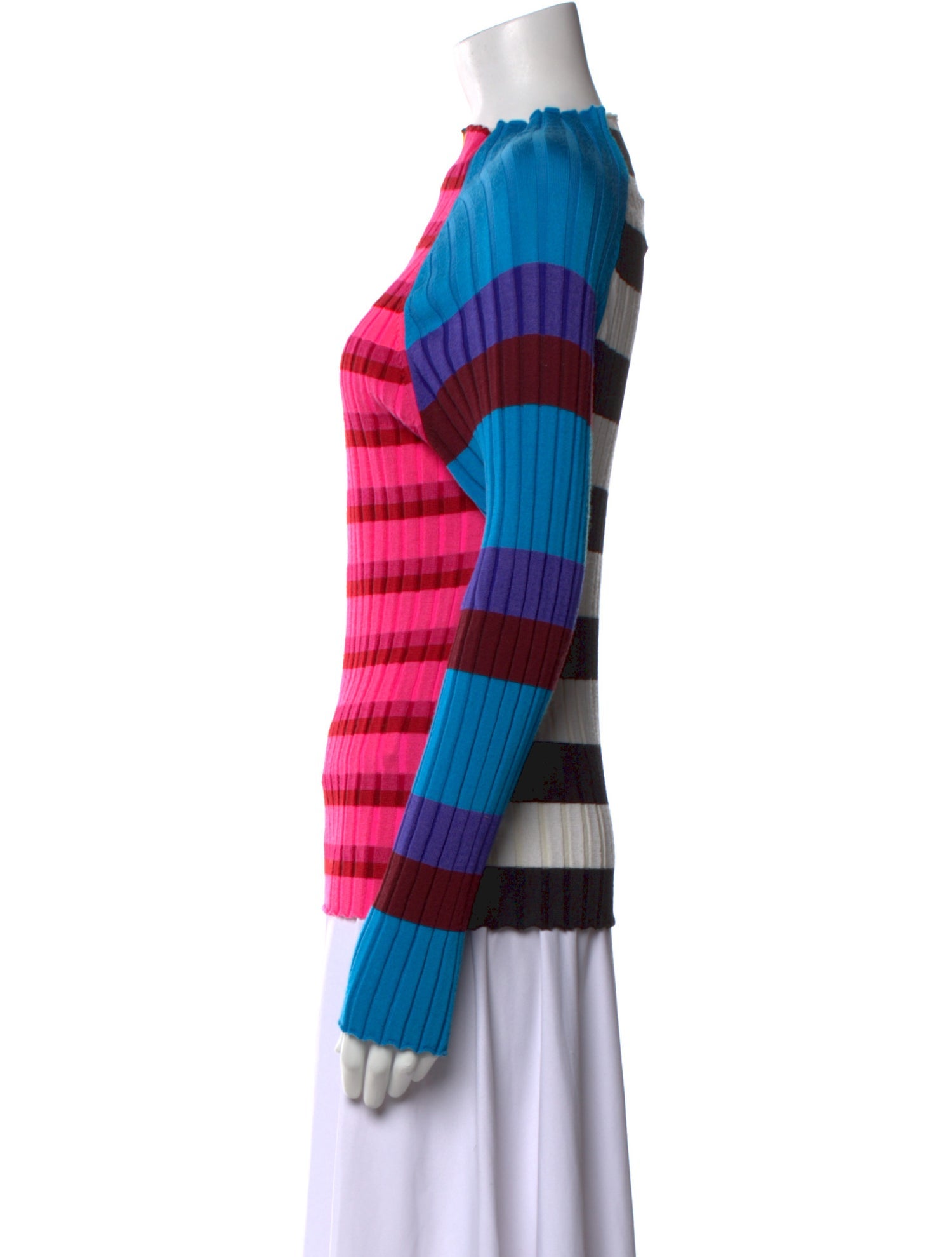 Christopher John Rogers Striped Mock Neck Sweater