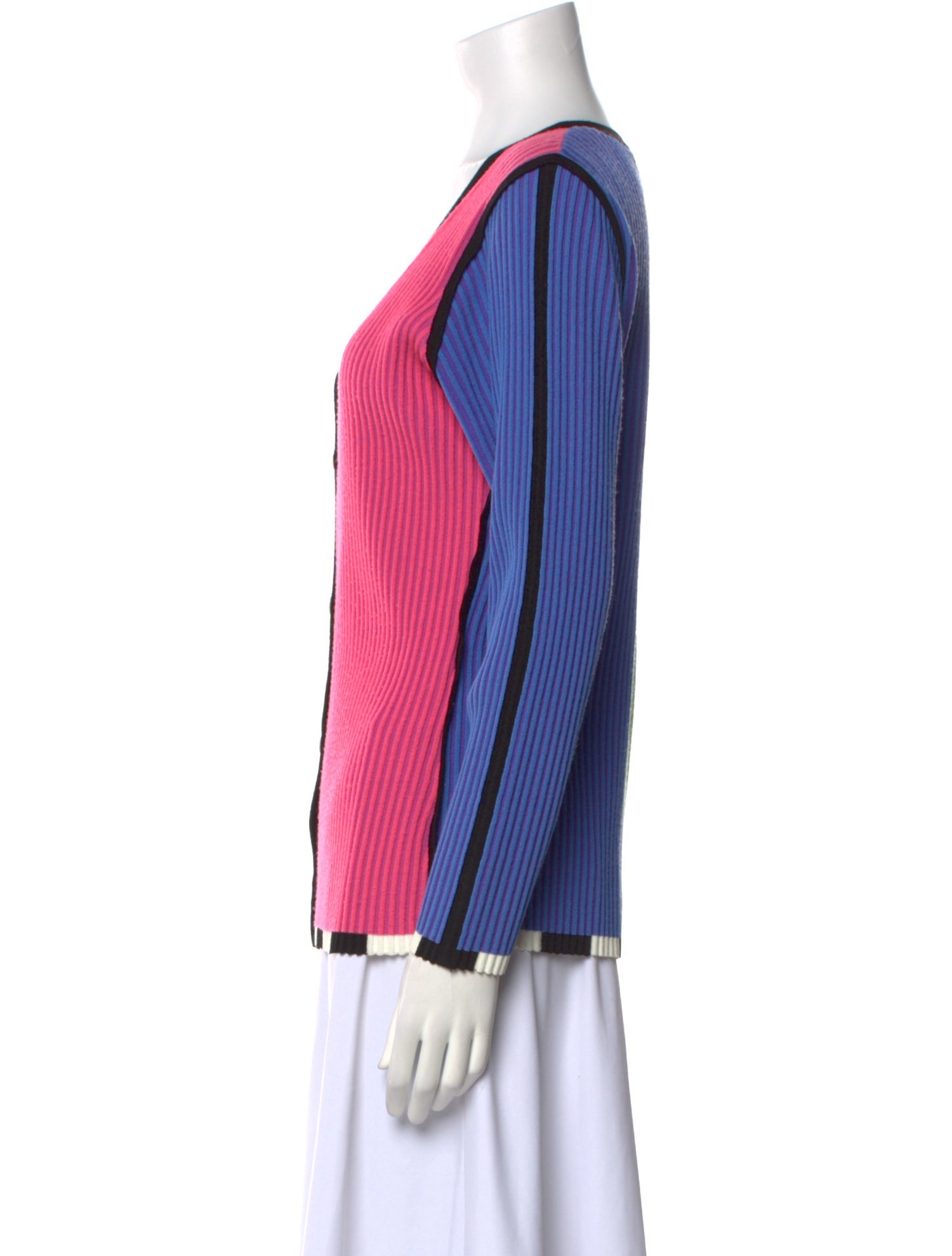 Christopher John Rogers Colorblock Pattern V-Neck Sweater