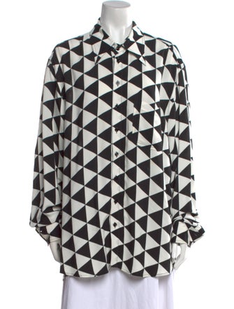 Christopher John Rogers Printed Long Sleeve Button-Up Top