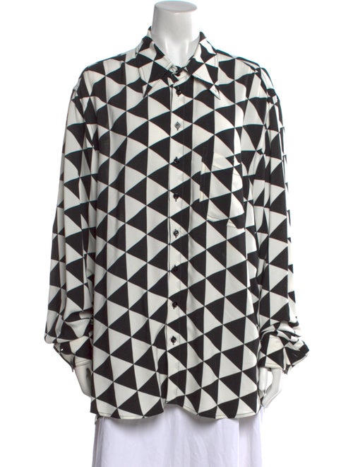 Christopher John Rogers Printed Long Sleeve Button-Up Top