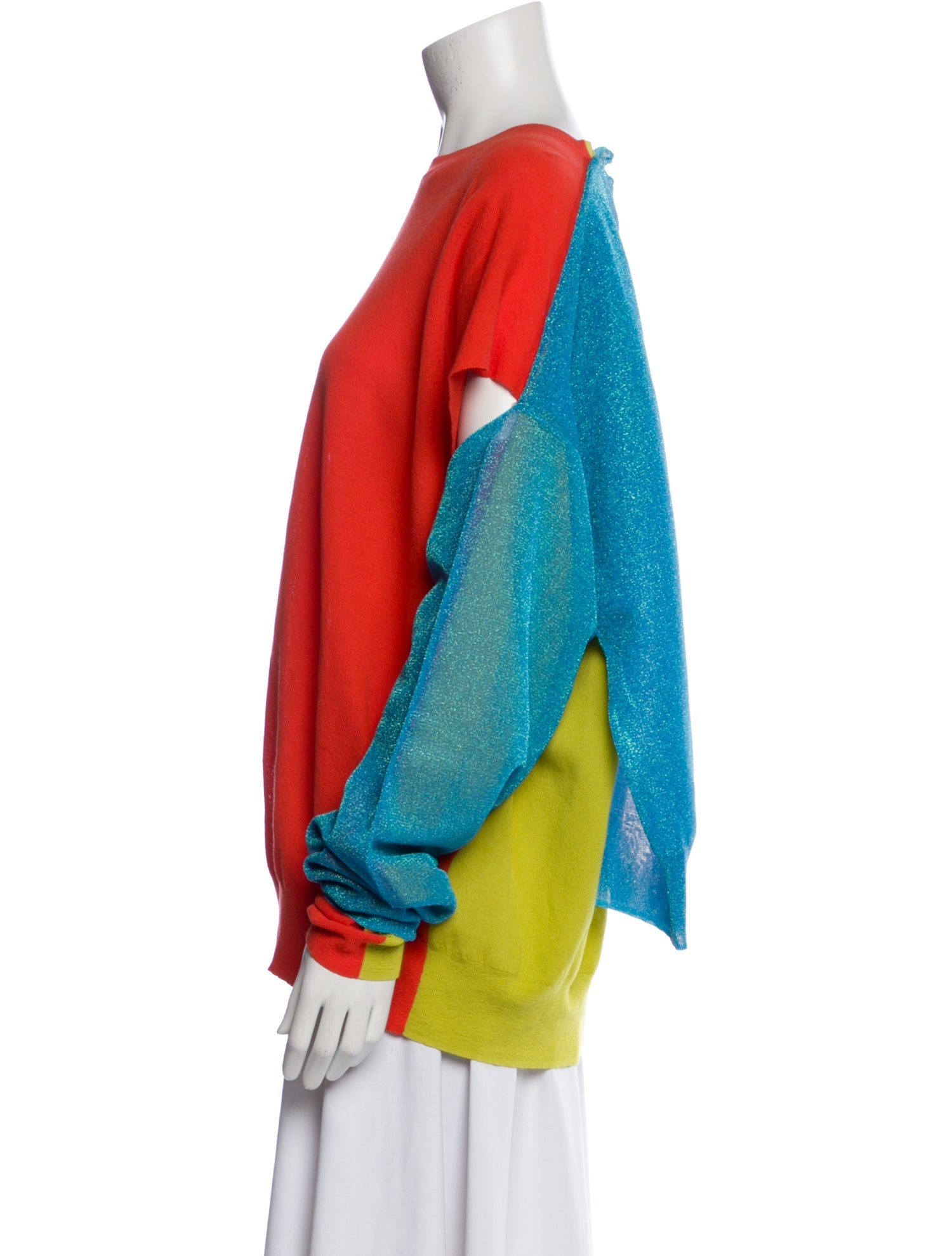 Christopher John Rogers Colorblock Pattern Scoop Neck Sweater