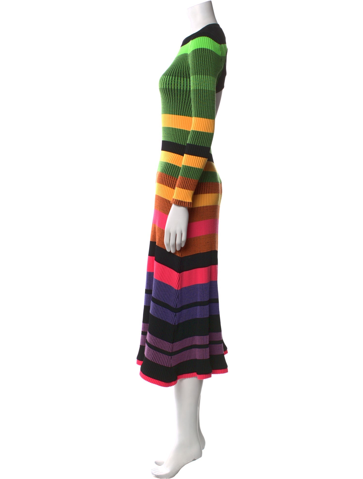 Christopher John Rogers Striped Midi Length Dress