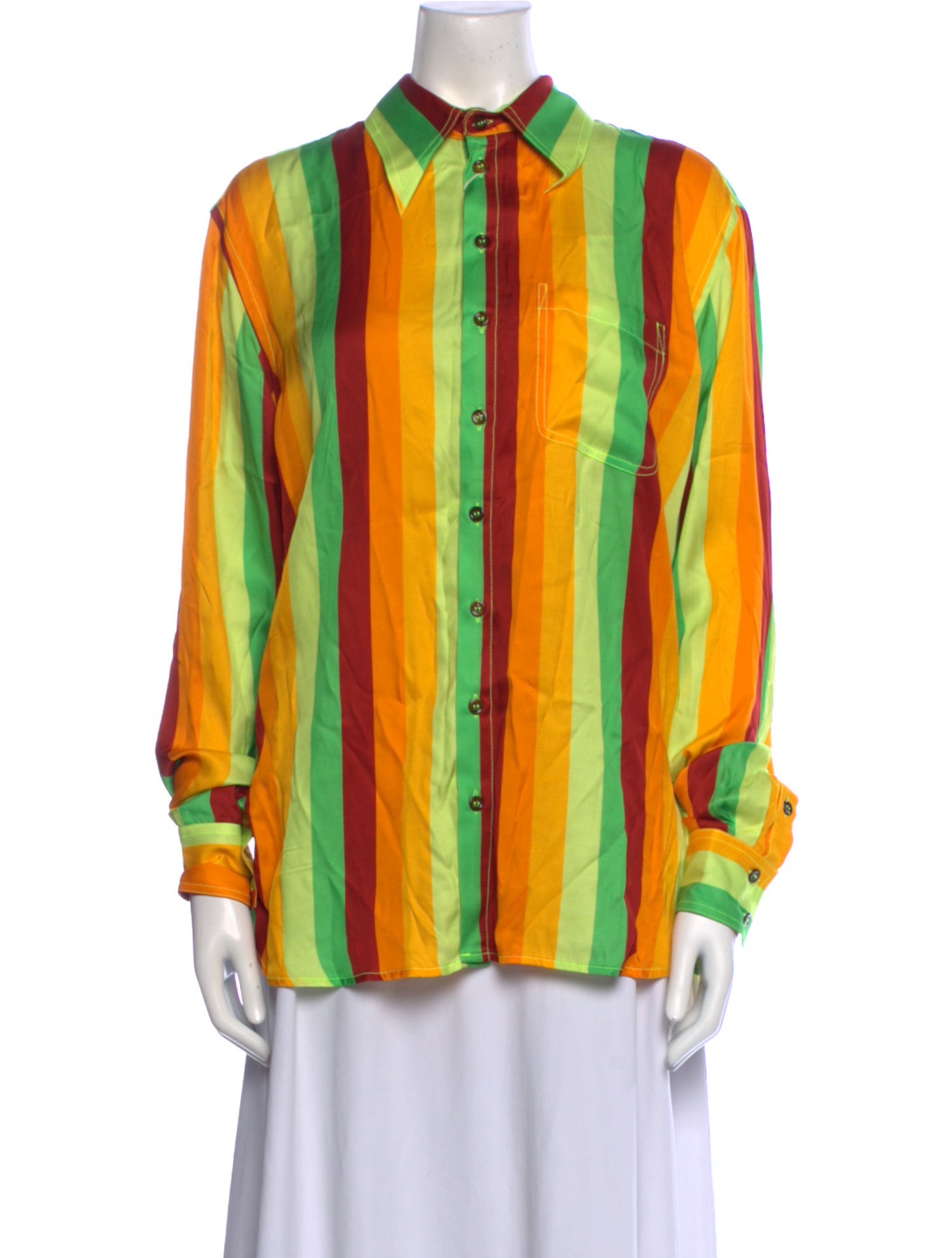 Christopher John Rogers Printed Long Sleeve Button-Up Top w/ Tags