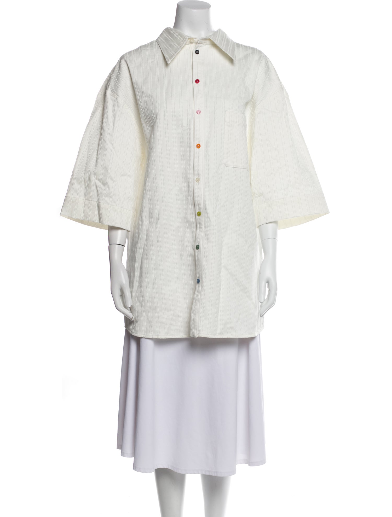 Christopher John Rogers Striped Three-Quarter Sleeve Tunic