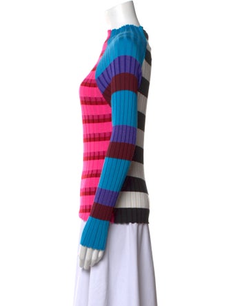 Christopher John Rogers Striped Mock Neck Sweater