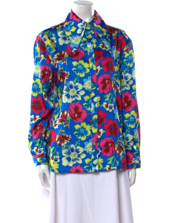 Christopher John Rogers Floral Print Long Sleeve Button-Up Top