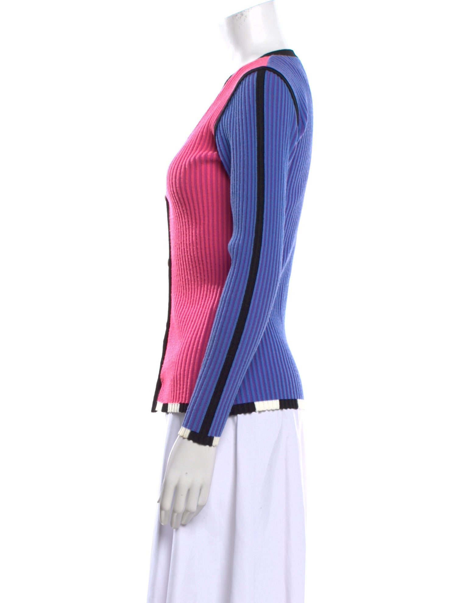 Christopher John Rogers Colorblock Pattern V-Neck Sweater