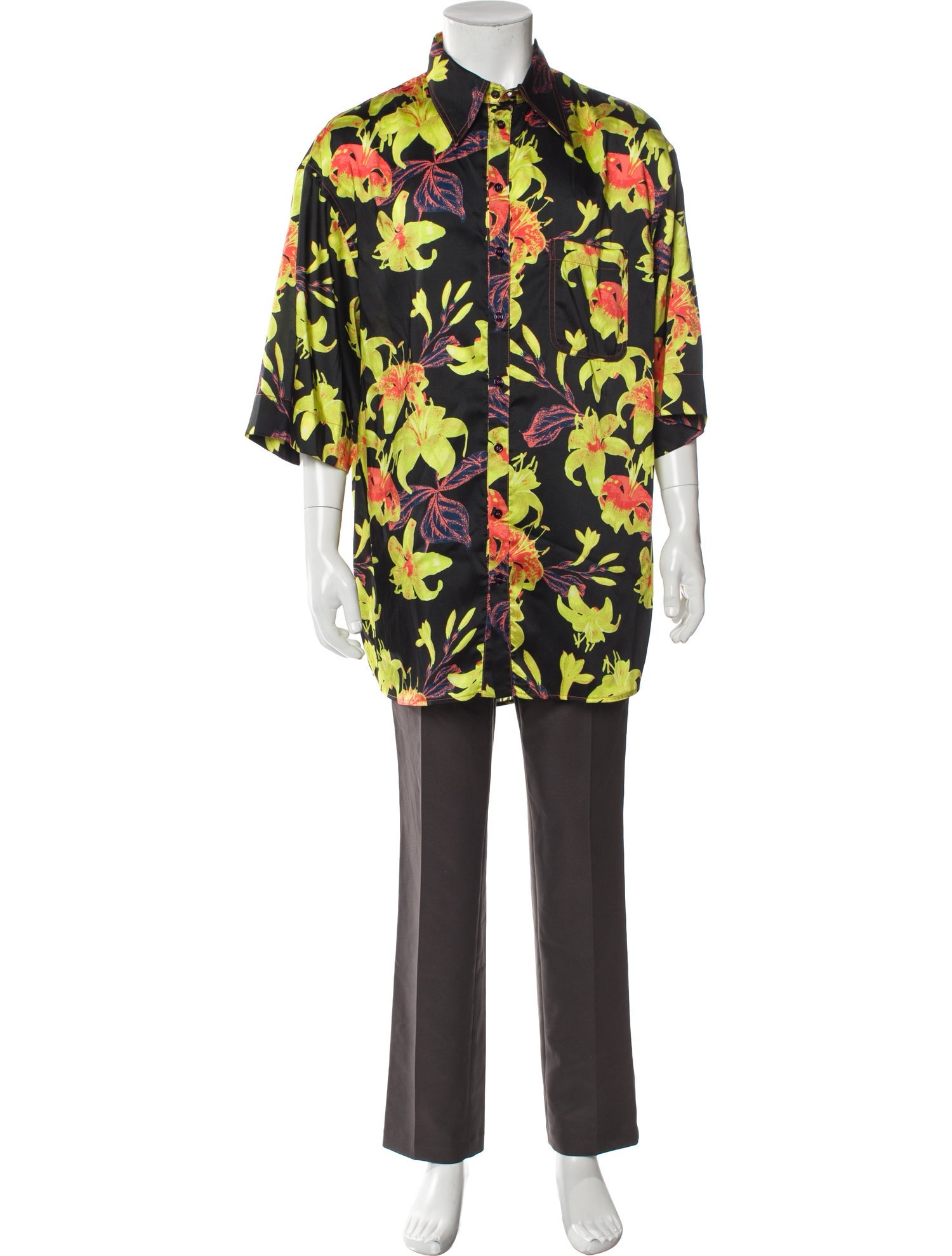 Christopher John Rogers Floral Print Three-Quarter Sleeve Shirt