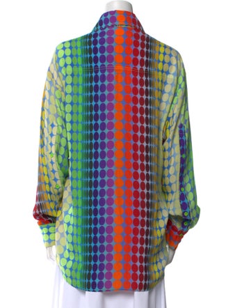 Christopher John Rogers Printed Long Sleeve Button-Up Top