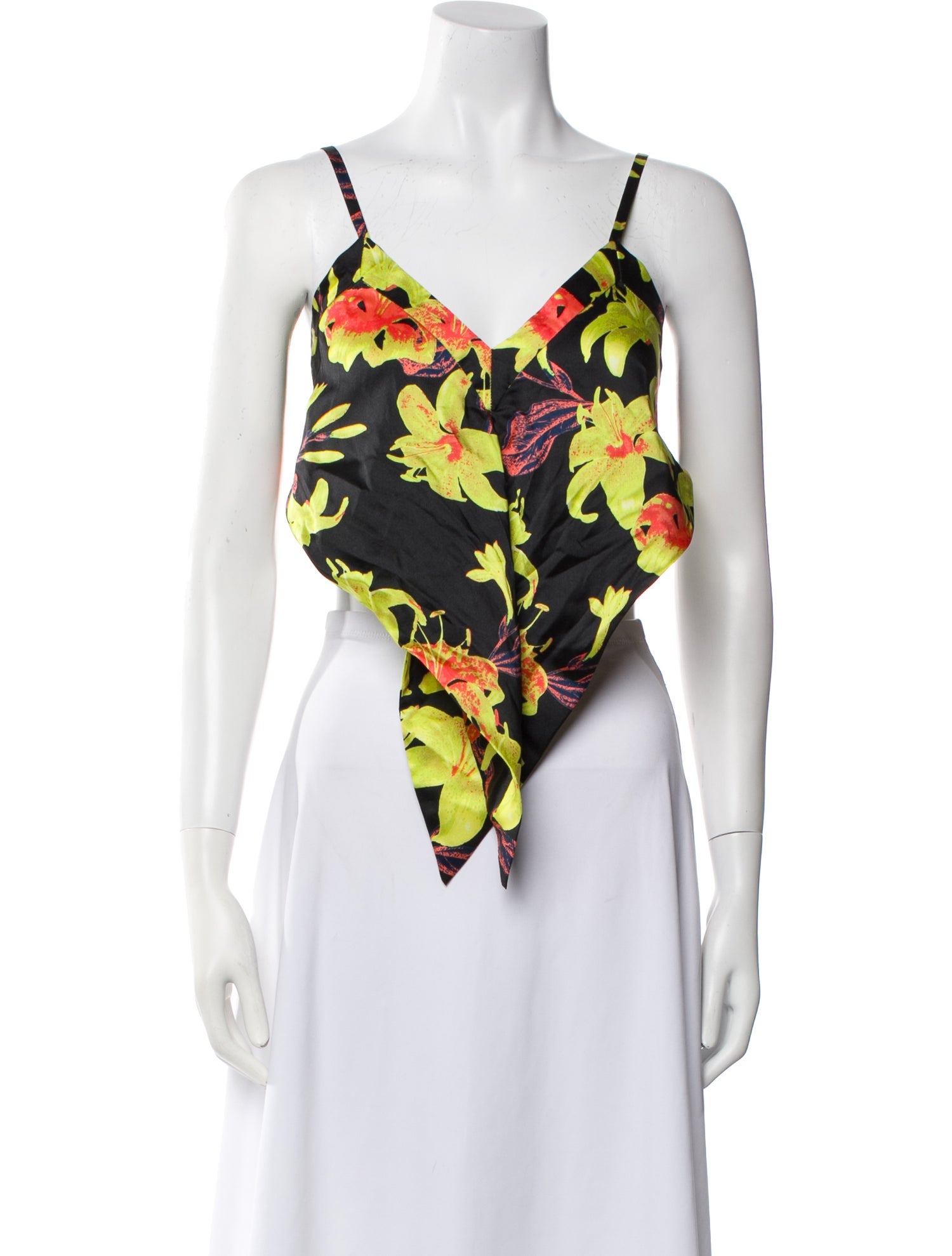Christopher John Rogers Floral Print V-Neck Crop Top